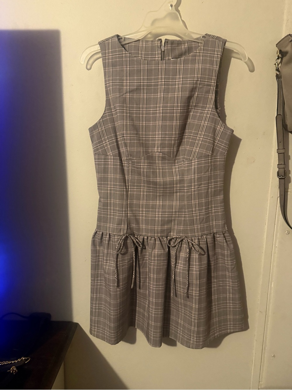 love, Fire Gray Plaid Sleeveless Drop-Waist Dress